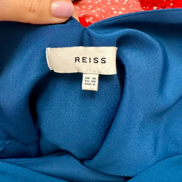 Reiss Marling Warp-Front Midi Dress in Ocean Blue - size 6 - Picture 6 of 7